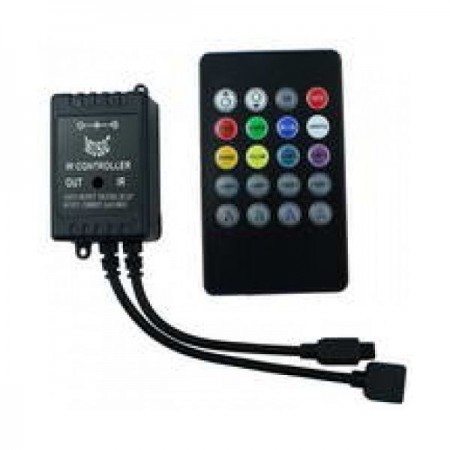 CONTROLADOR LEDS RGB IR REMOTE 12V PRETO